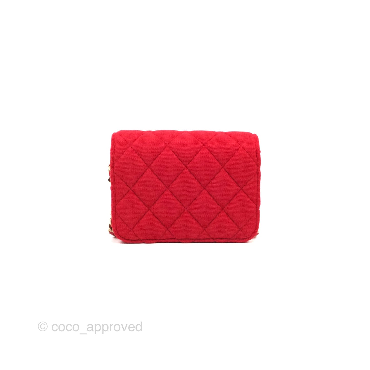 Chanel Mini Clutch With Chain Red Cotton Gold Hardware