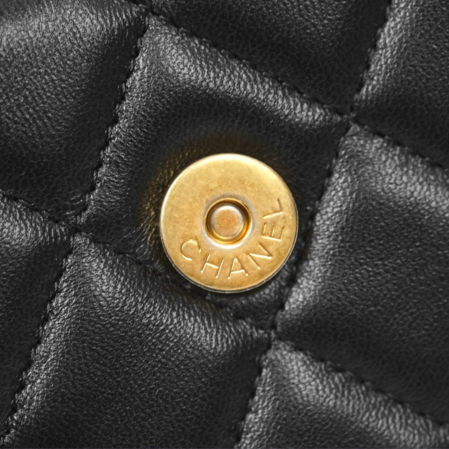 Chanel Top Handle Clutch With Chain Black Lambskin Aged Gold Hardware
