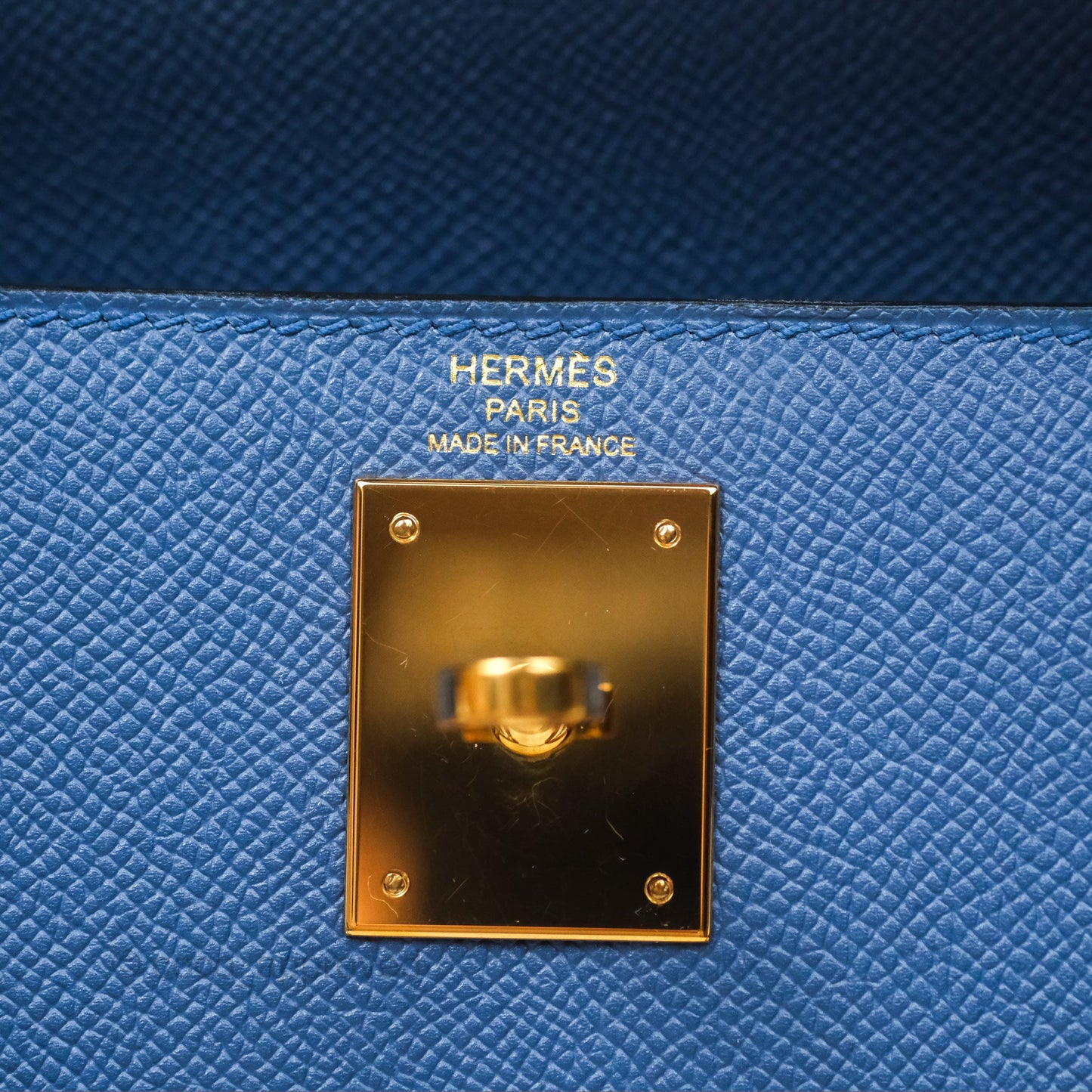 Hermès Sellier Kelly 28 Blue Epsom Gold Hardware