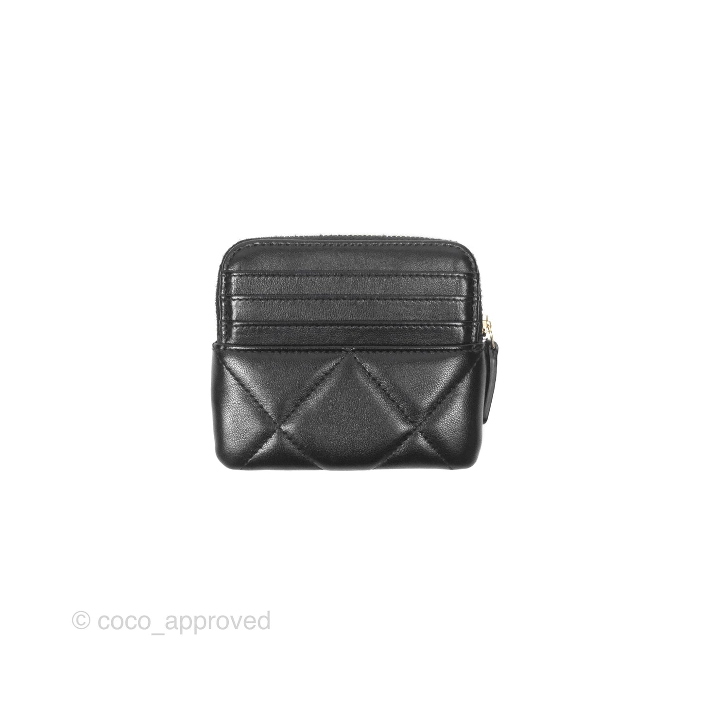 Chanel Quilted Chanel 19 Zip Card Holder Wallet Black Lambskin