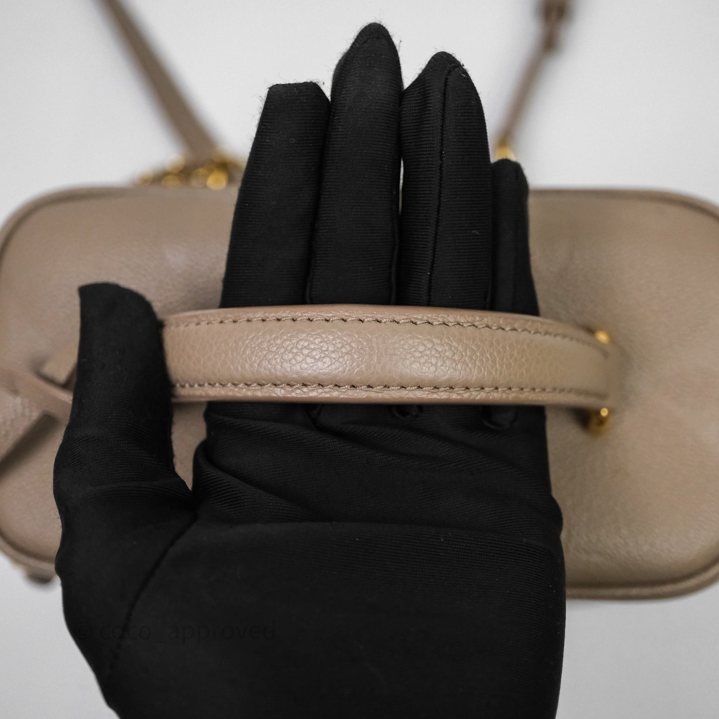 Louis Vuitton Monogram Empreinte Tourterelle Vanity PM Beige Gold Hardware