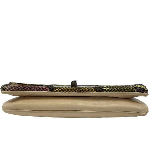 CHANEL - Vintage Multicolor Python Flap Clutch - Snakeskin Purse