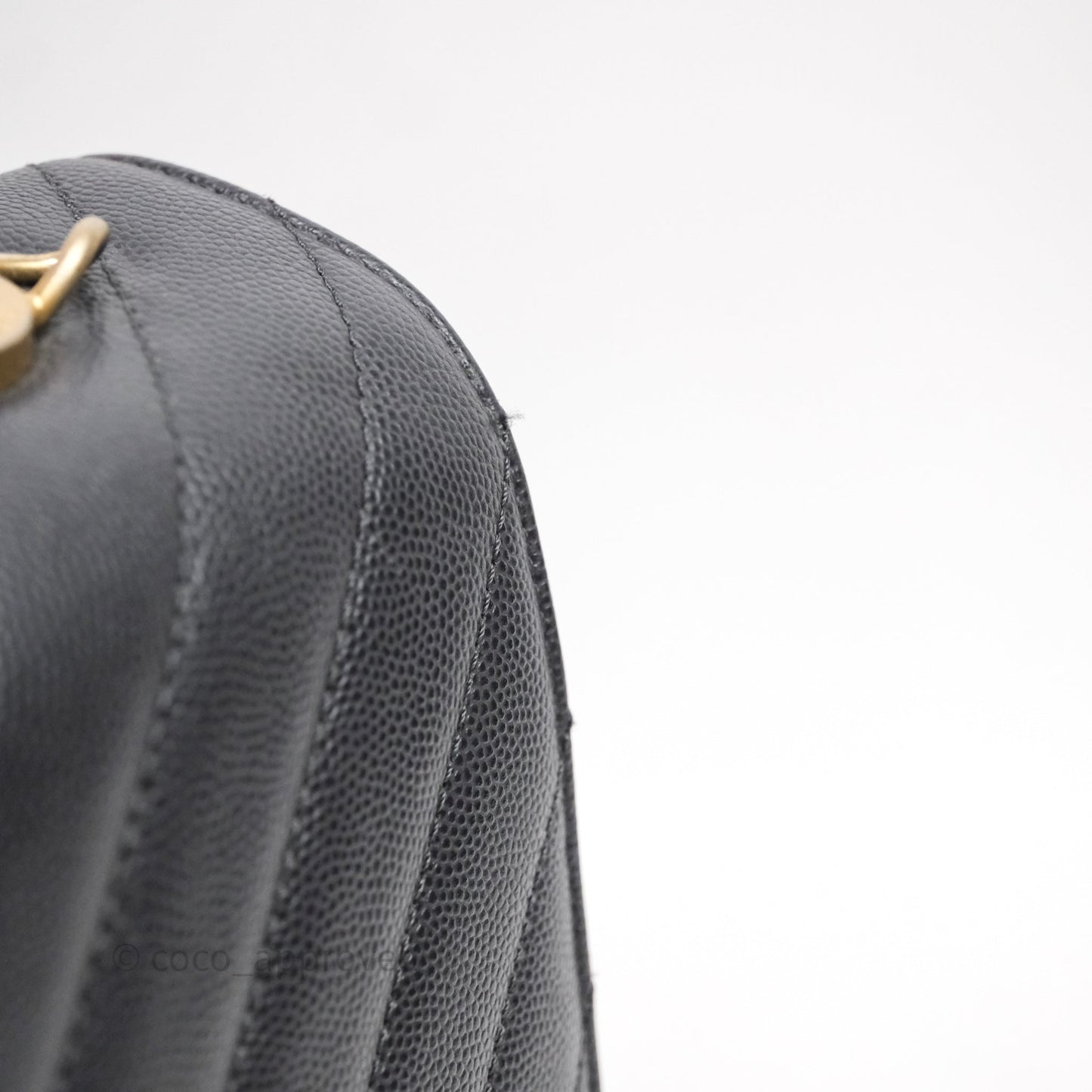 Chanel Medium Coco Handle Chevron Grey Bag Gold Hardware