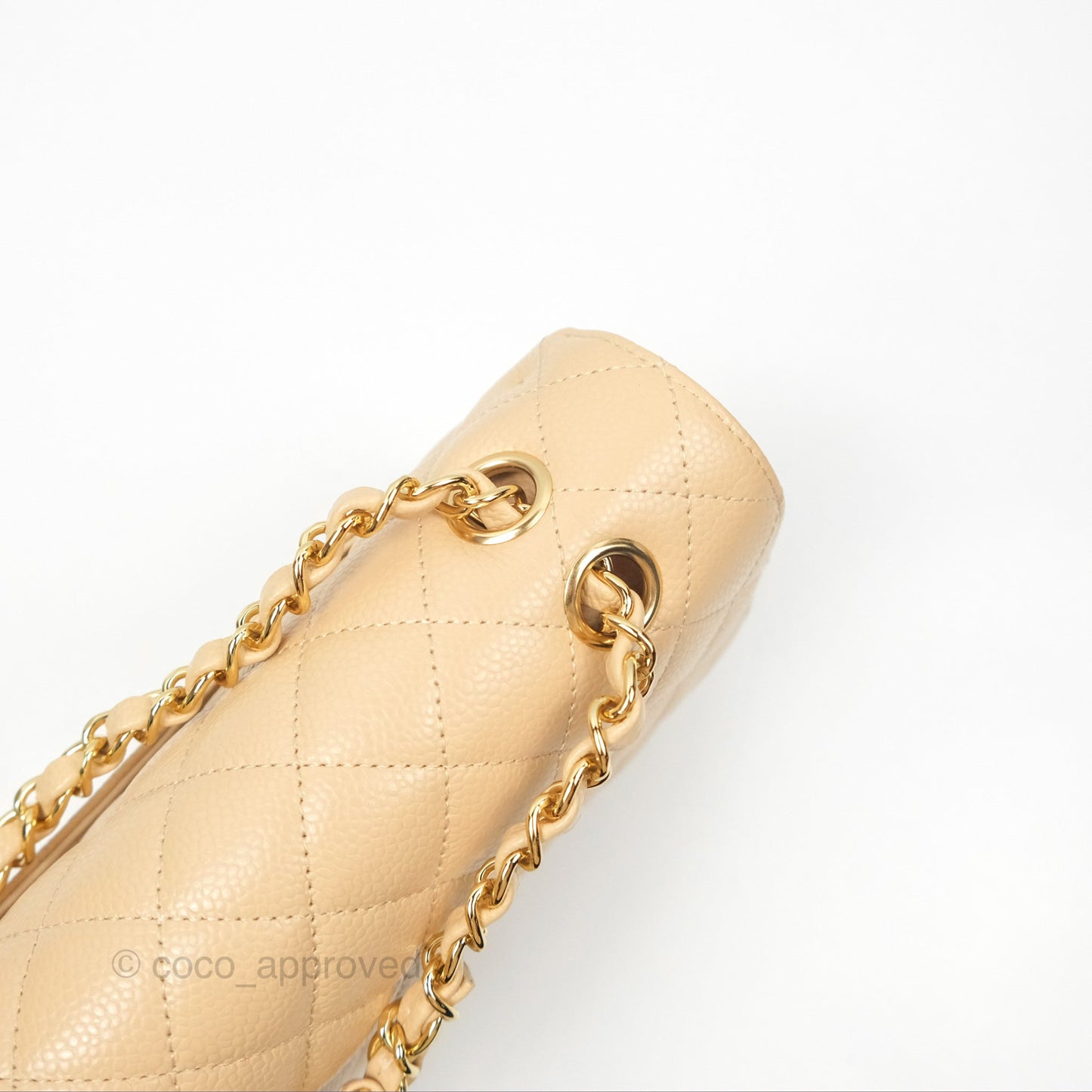Chanel Classic M/L Medium Flap Quilted Beige Caviar Gold Hardware