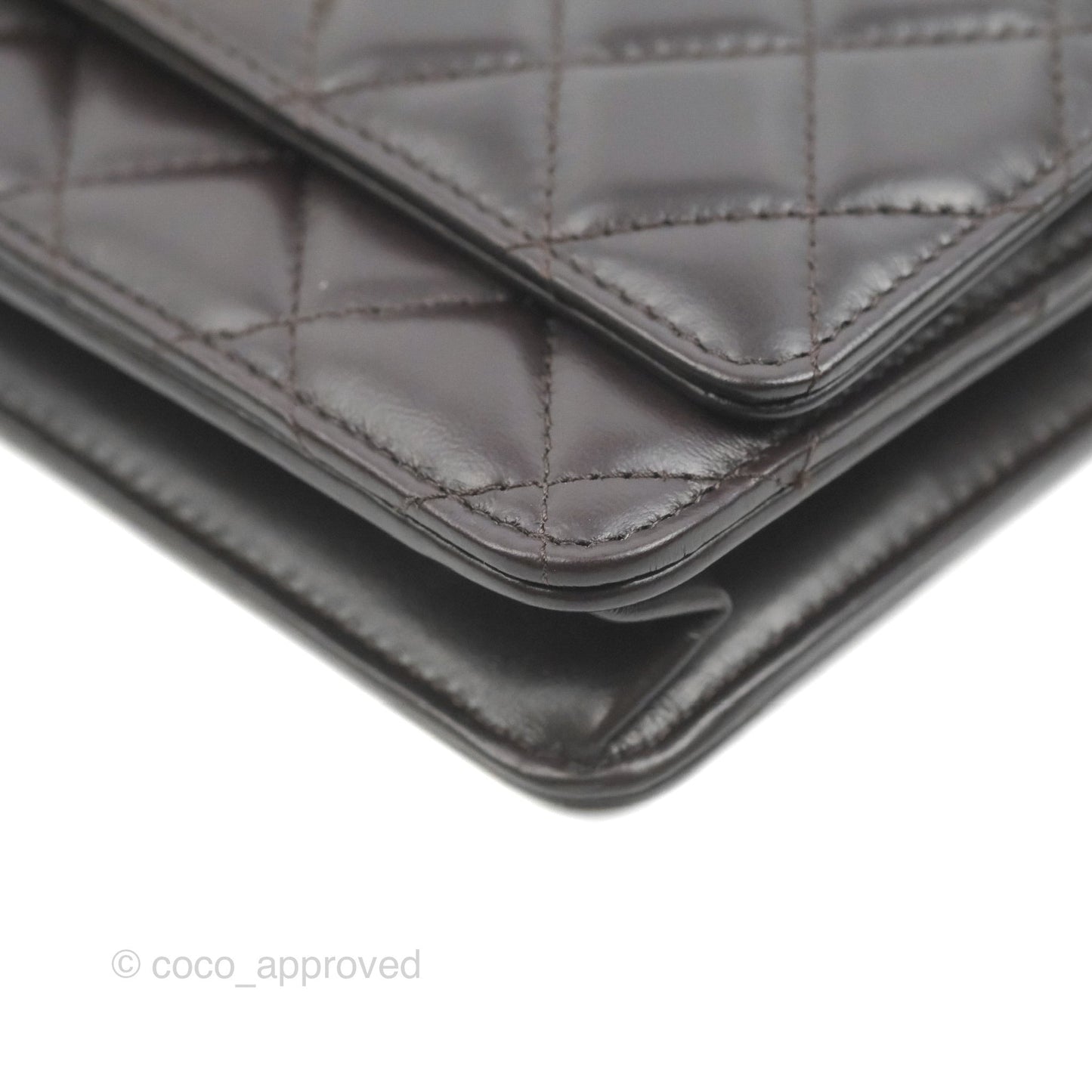 Chanel Quilted Wallet on Chain WOC Adjustable Chain Brown Lambskin Aged Gold Hardware 22K