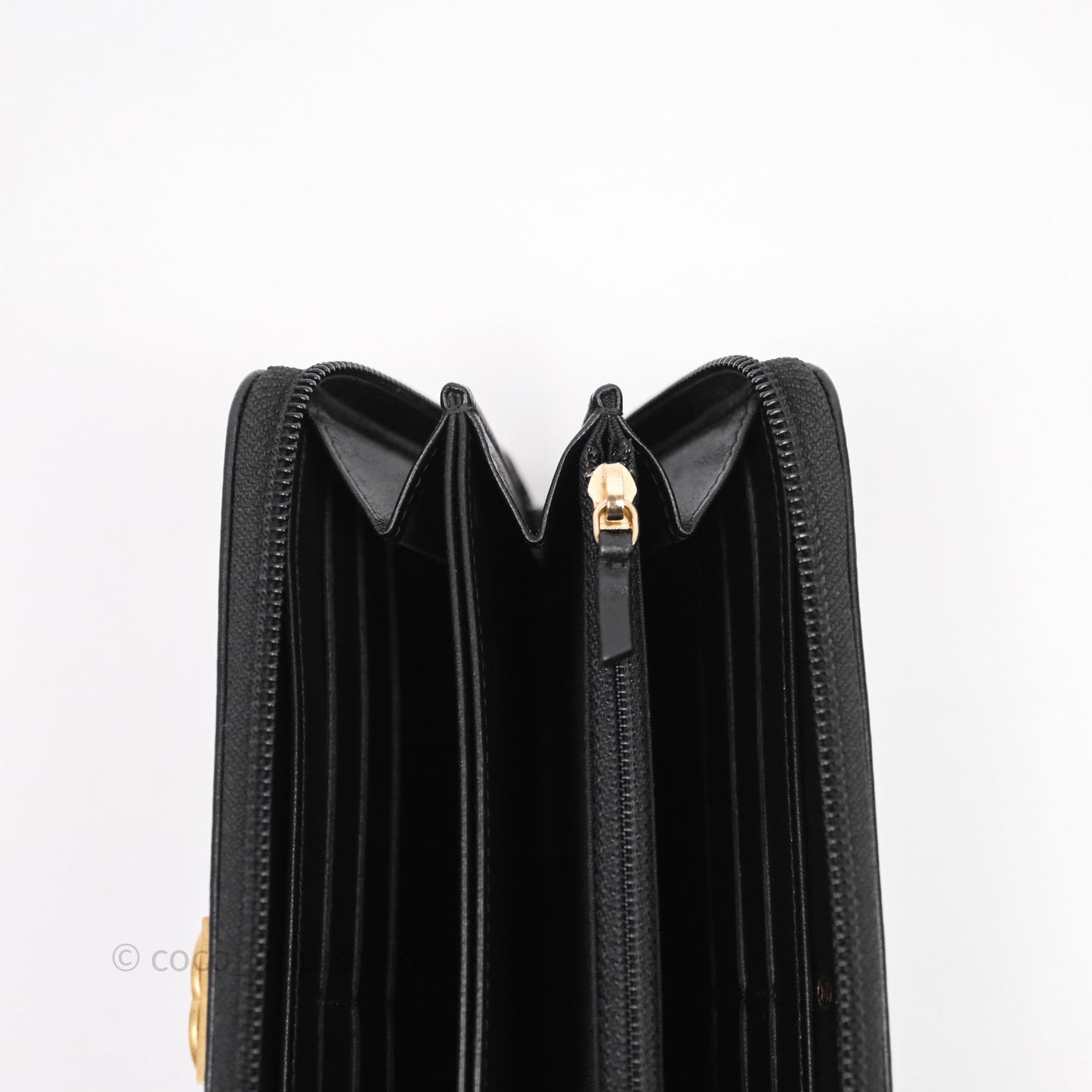 Chanel Boy Zip Long Wallet Black Lambskin Gold Hardware