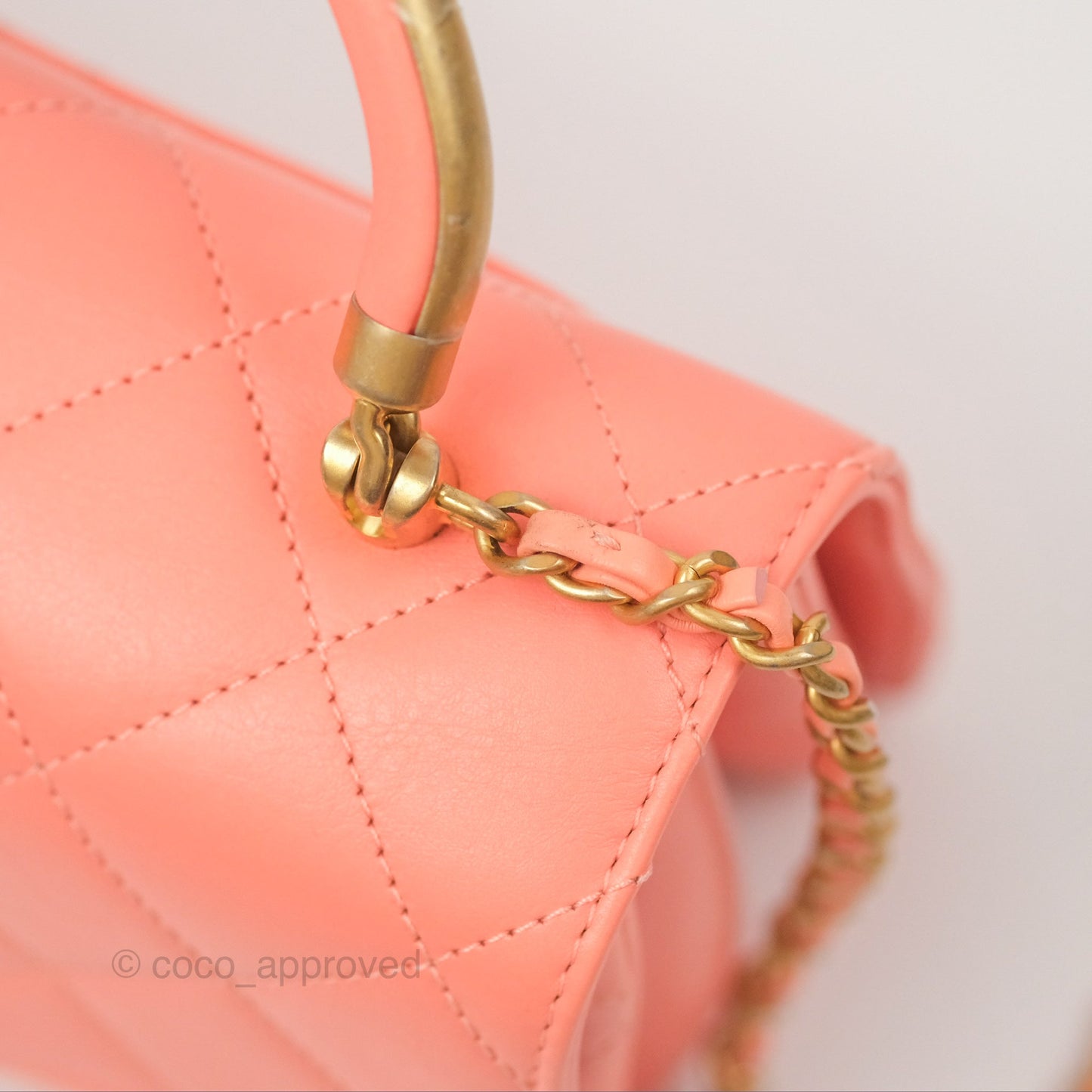 Chanel Metal Top Handle Flap Bag Iridescent Orange Claire Calfskin Aged Gold Hardware