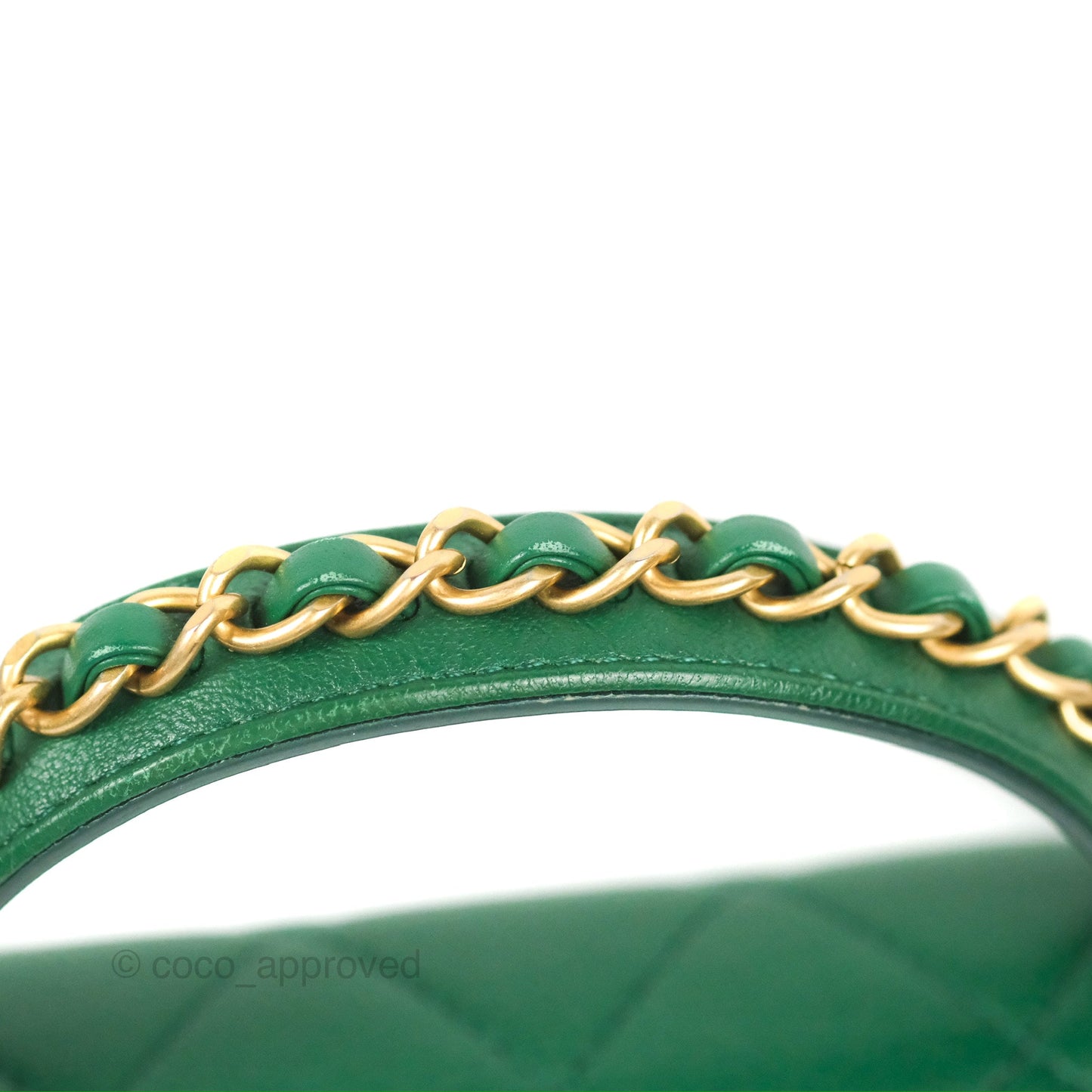 Chanel Chain Infinity Top Handle Bag Green Lambskin Aged Gold Hardware