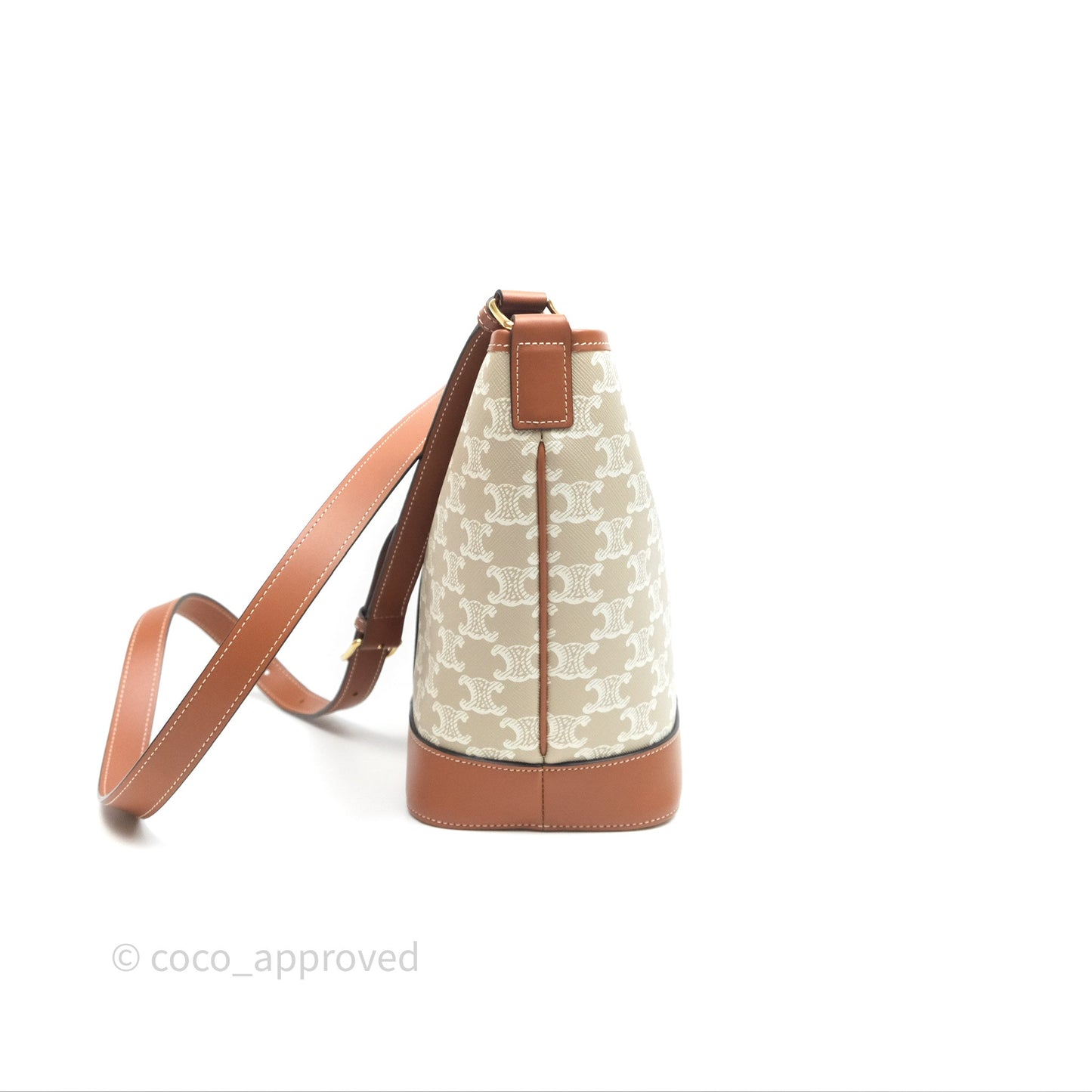 Celine Small Bucket Triomphe Canvas Grege Calfskin