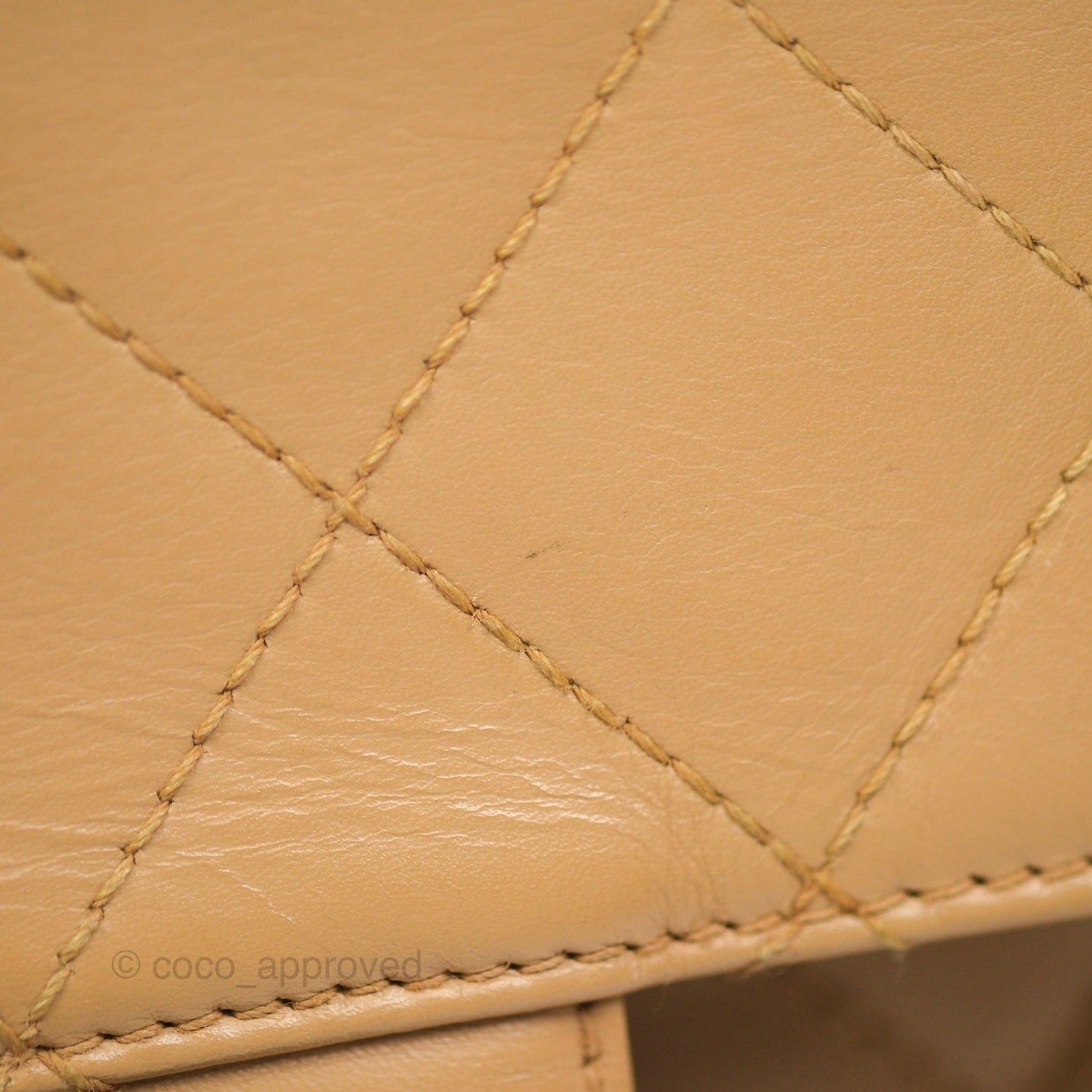 Chanel Vintage Jumbo Beige Flap Bag Lambskin Enamel Hardware