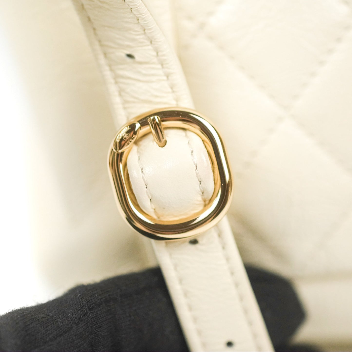 Chanel Quilted Small Duma Drawstring Backpack Ivory White Calfskin Gold Hardware