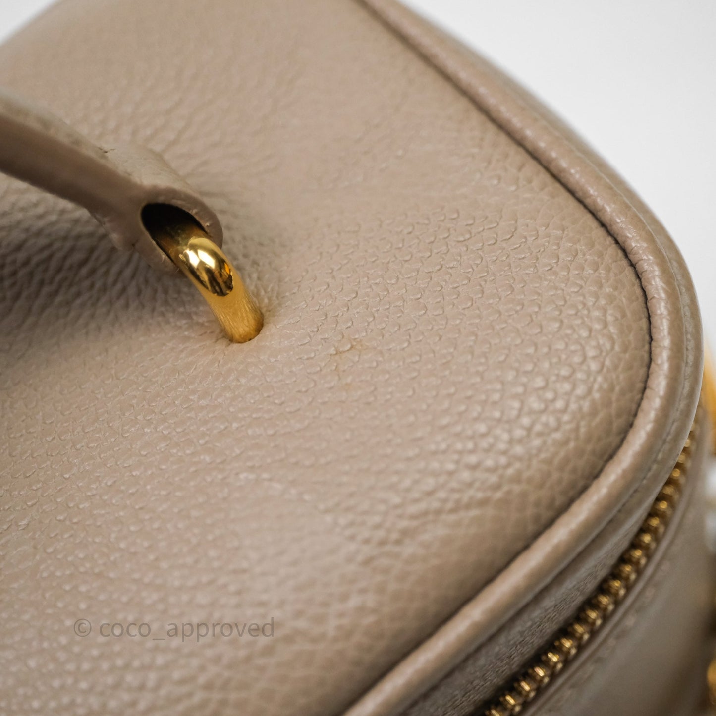 Louis Vuitton Monogram Empreinte Tourterelle Vanity PM Beige Gold Hardware