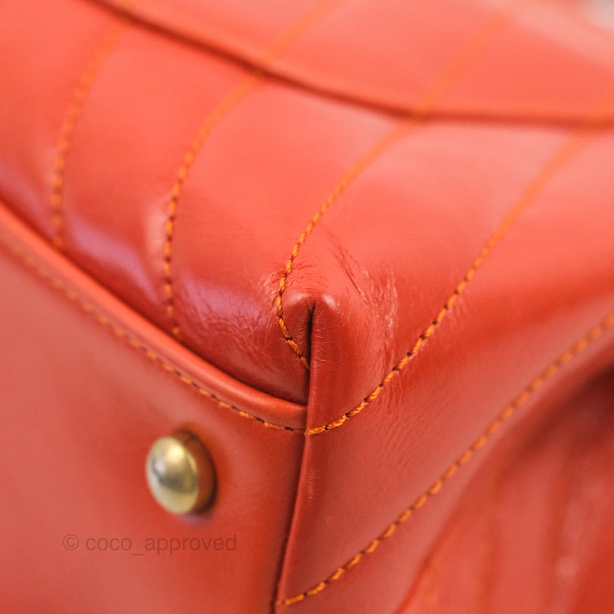 Chanel Chevron Small Coco Handle Dark Orange Shiny Aged Calfskin Aged Gold Hardware