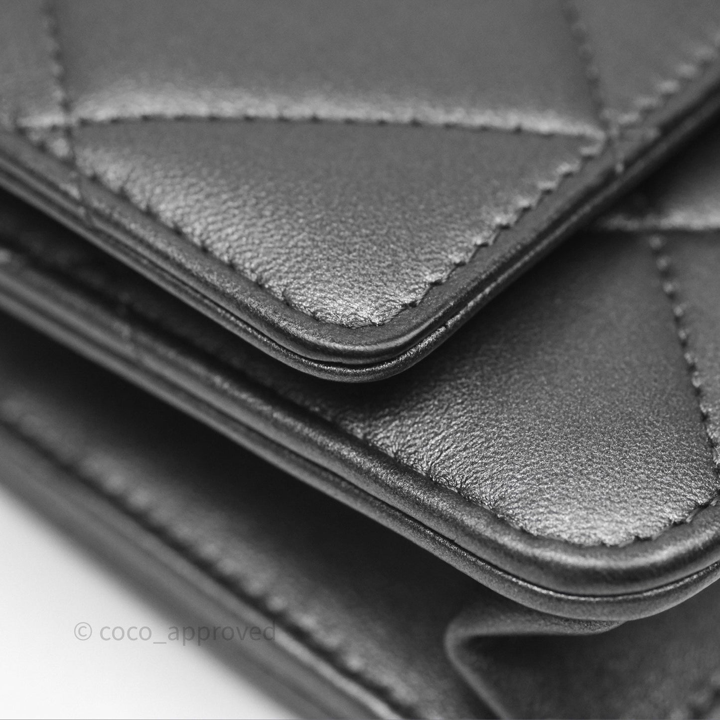 Chanel Wallet On Chain WOC Iridescent Dark Grey Lambskin Gold Hardware