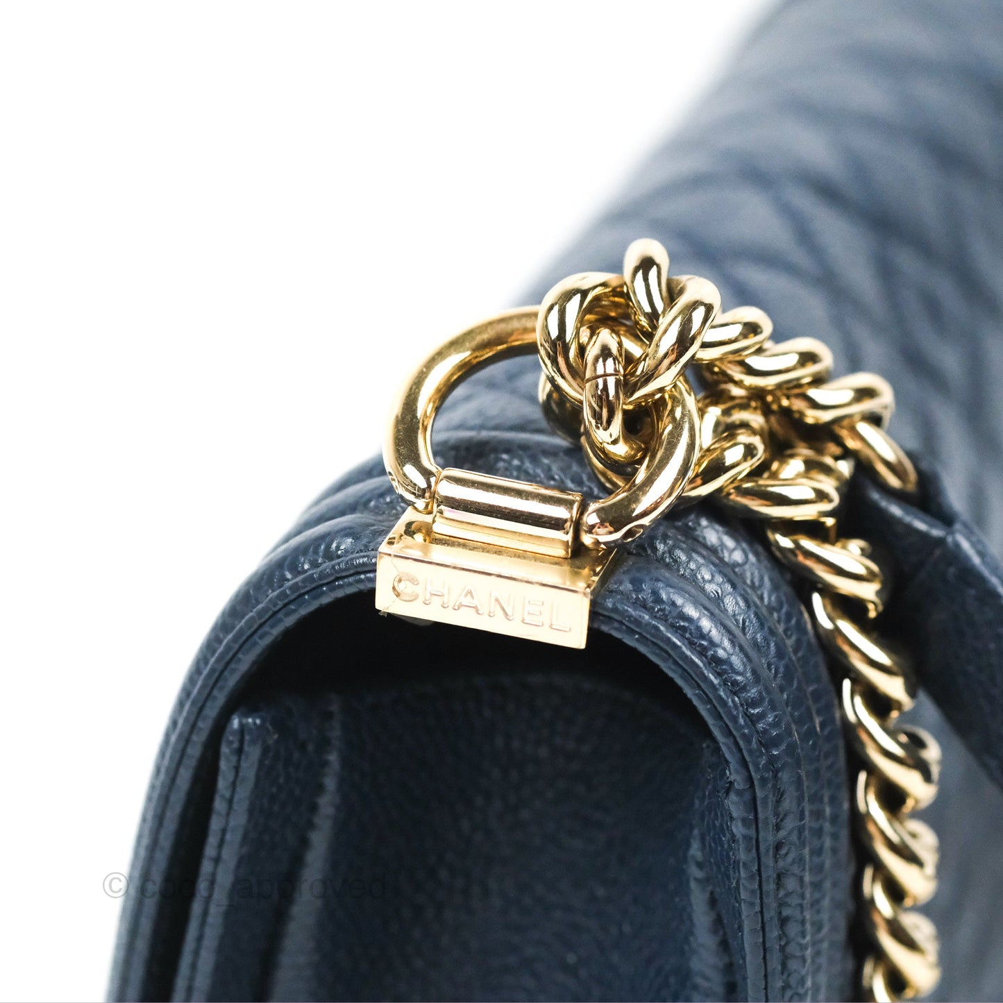 Chanel Quilted Medium Boy Navy Caviar Gold Hardware