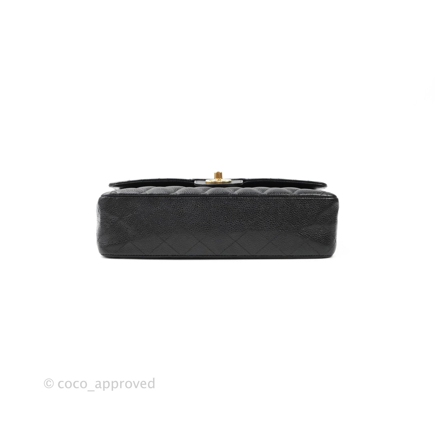Chanel Quilted M/L Medium Double Flap Black Caviar Gold Hardware