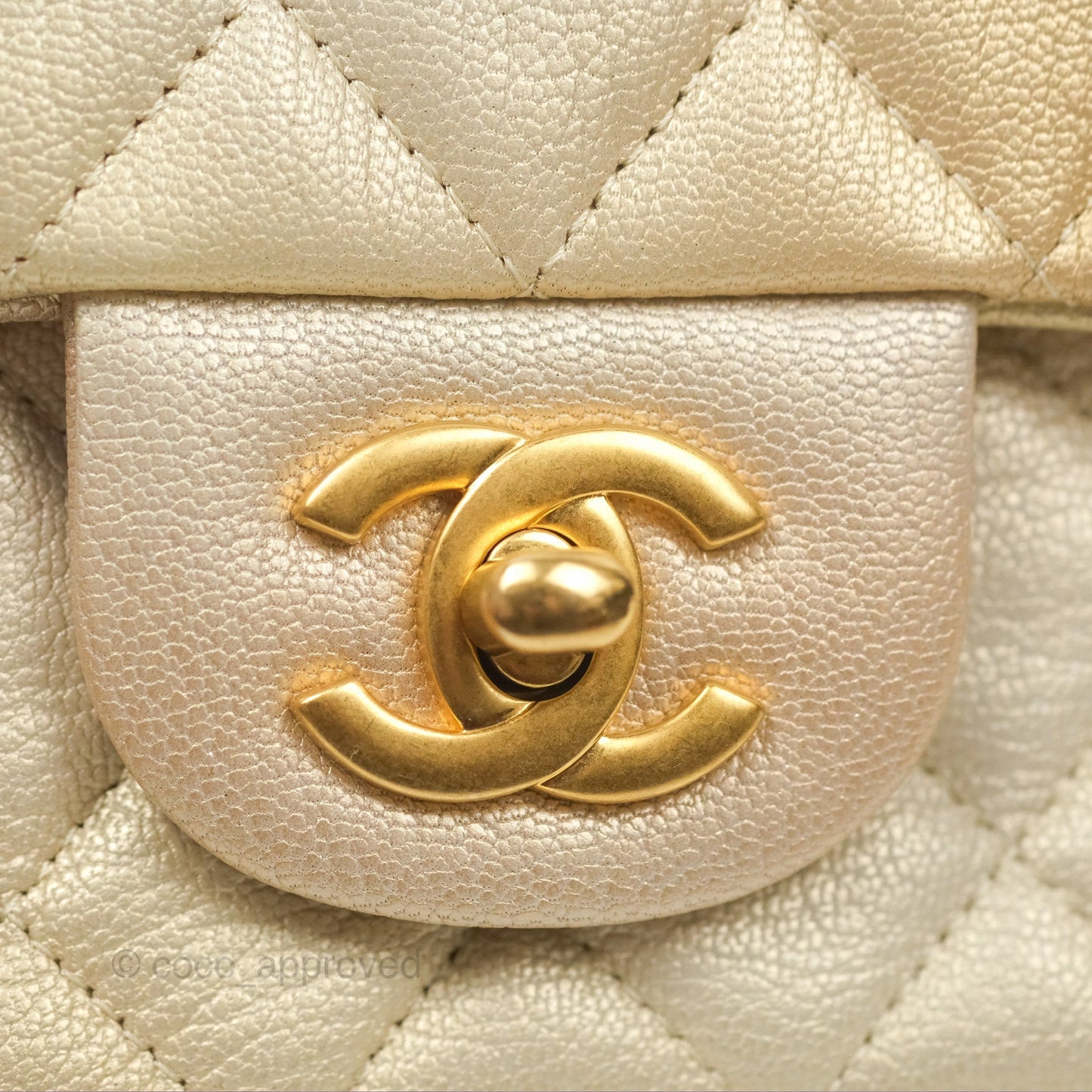 Chanel Mini Rectangular Flap Beige Ombre Iridescent Goatskin Aged Gold Hardware 22C