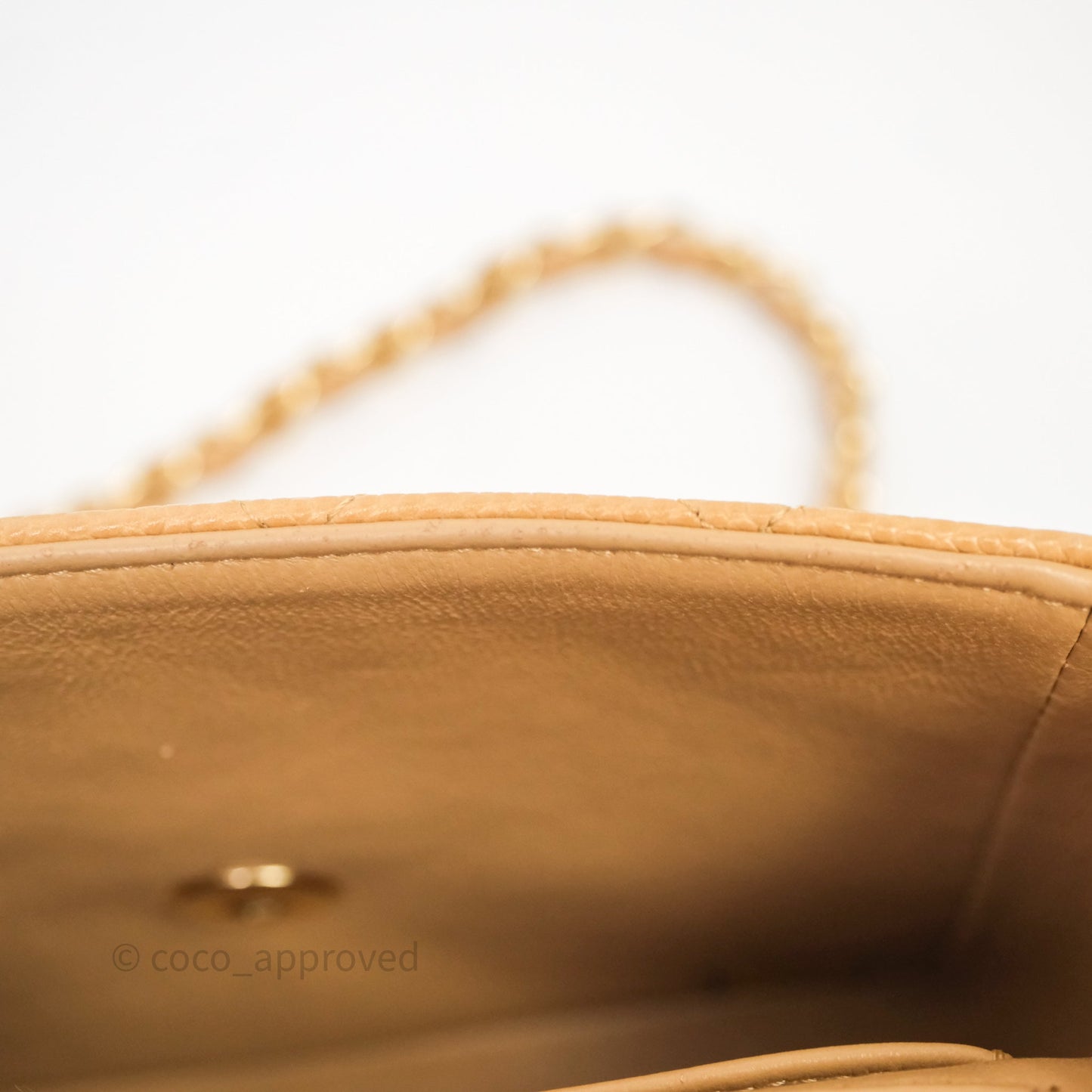 Chanel Vintage Mini Square Beige Caviar Gold Hardware