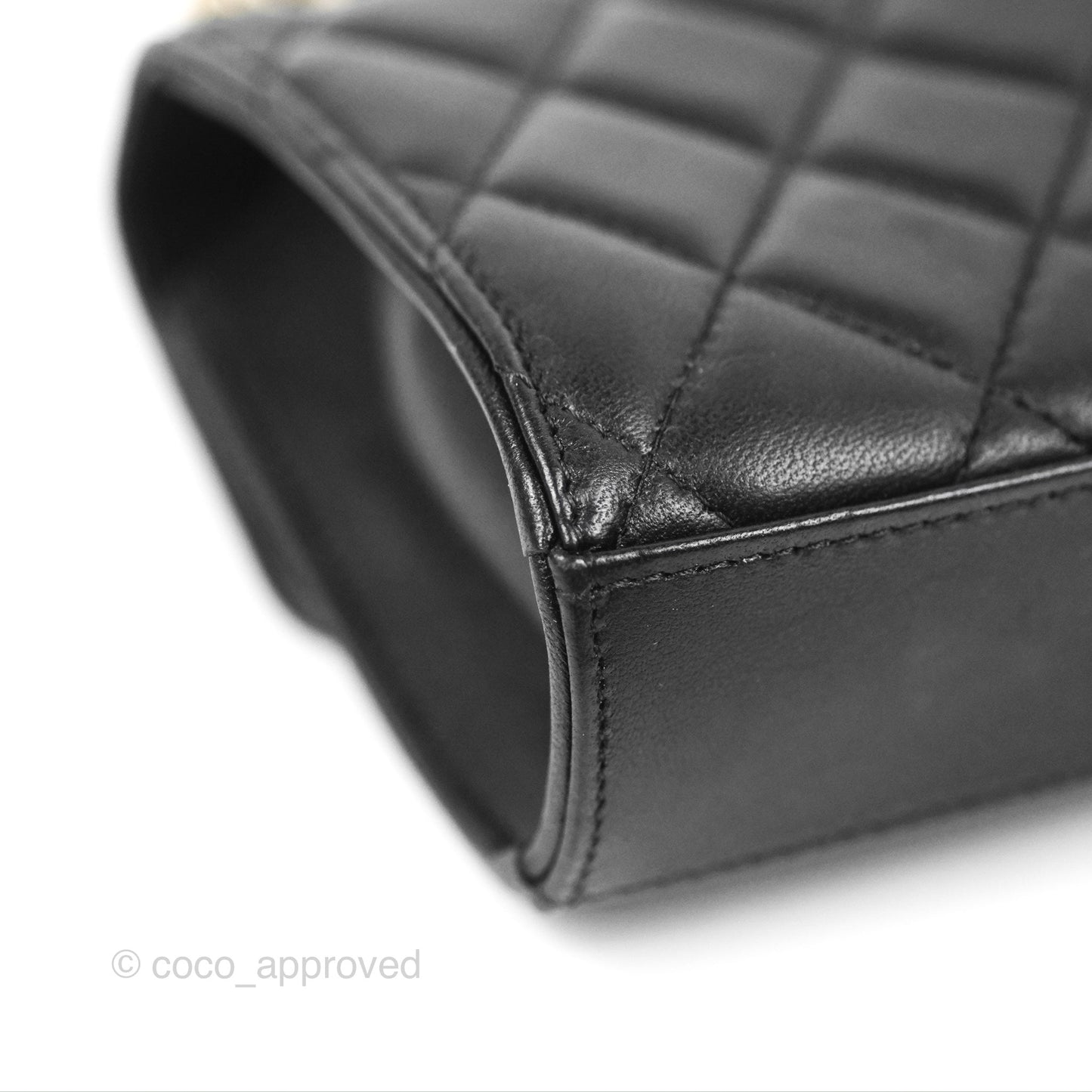 Chanel Mini Handle Clutch With Chain Black Lambskin Gold Hardware