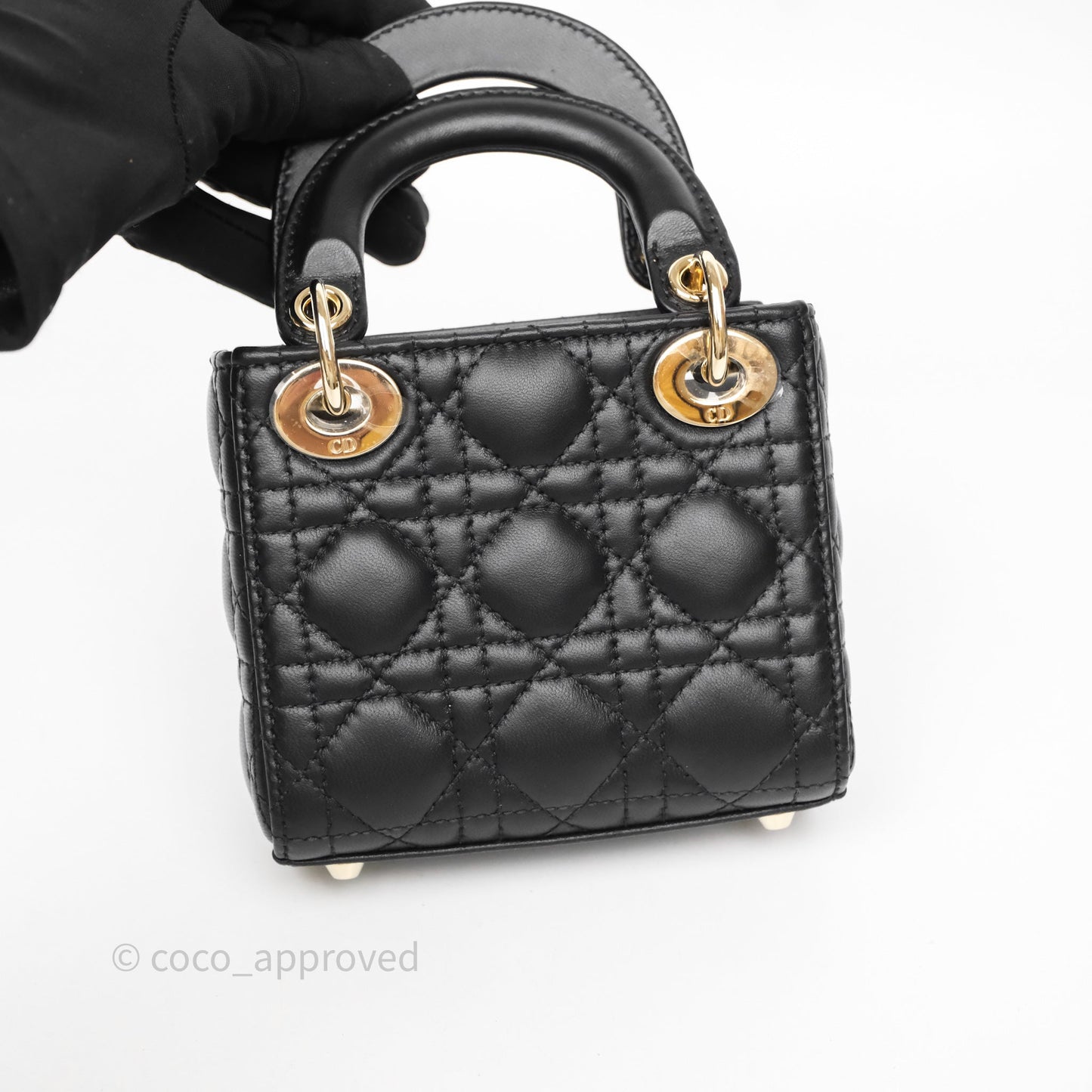 Christian Dior Micro Lady Dior Cannage Black Lambskin Gold Hardware