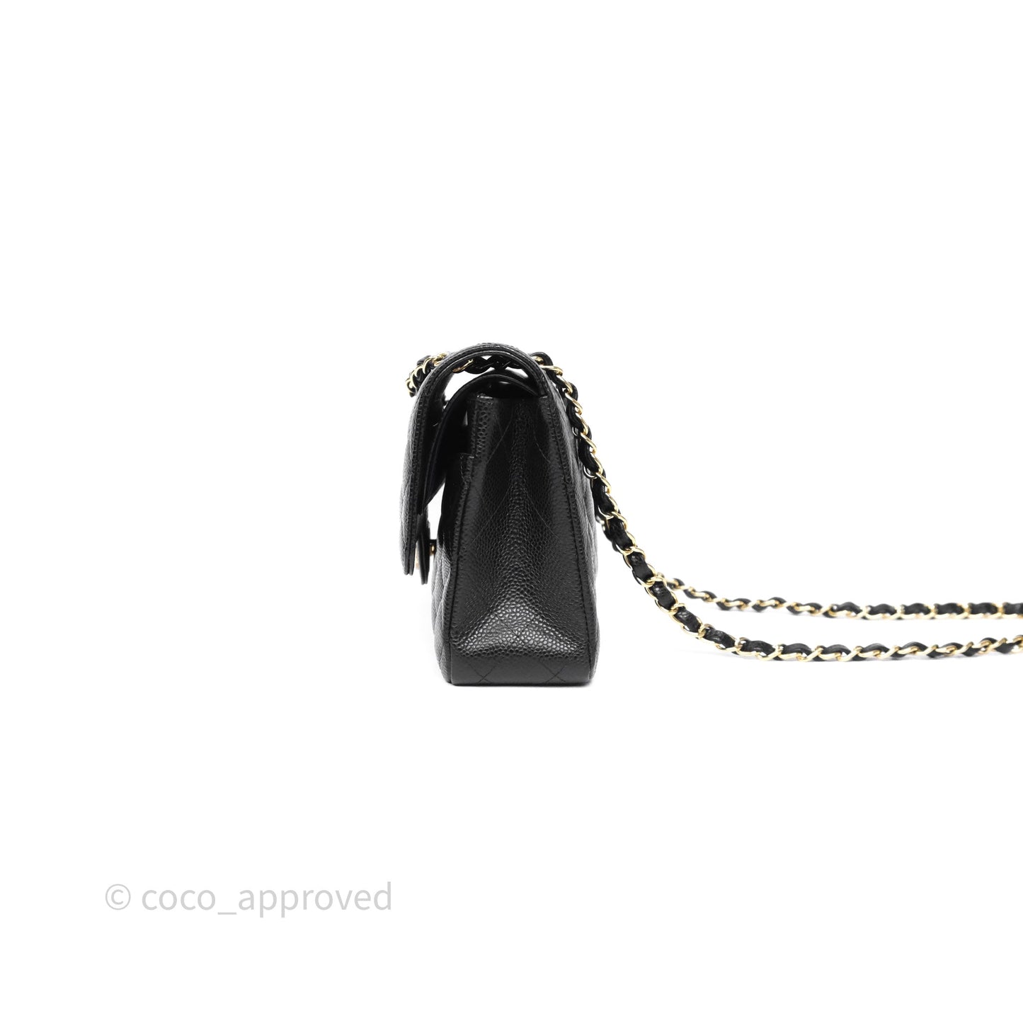 Chanel M/L Medium Classic Flap Quilted Black Caviar Gold Hardware