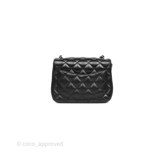 Chanel Mini Square Quilted Black Lambskin Gold Hardware