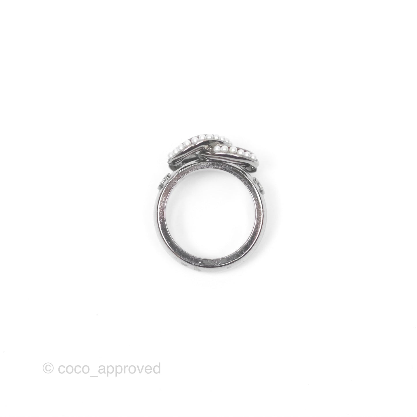 Chanel CC Ring Brushed Silver Tone 10A