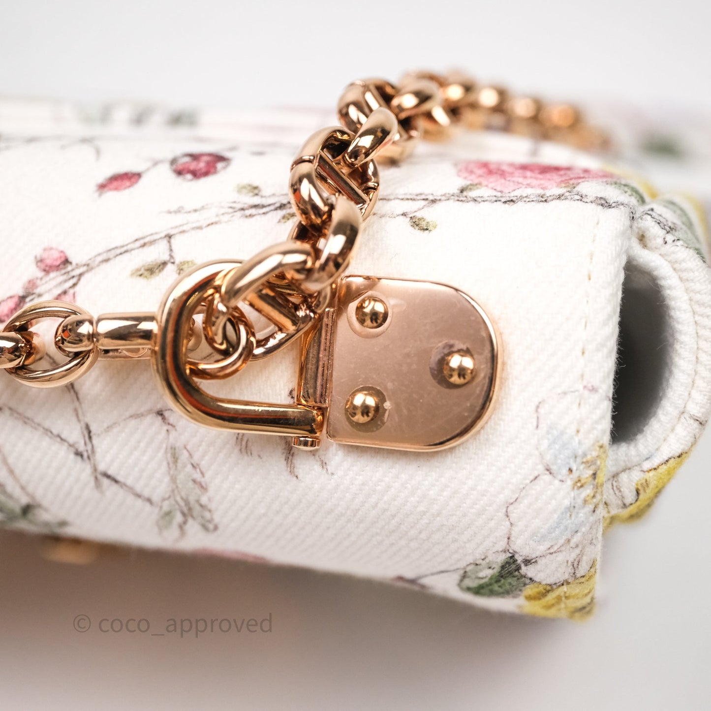 Dior Small Caro Bag White Florilegio Rose Gold Hardware