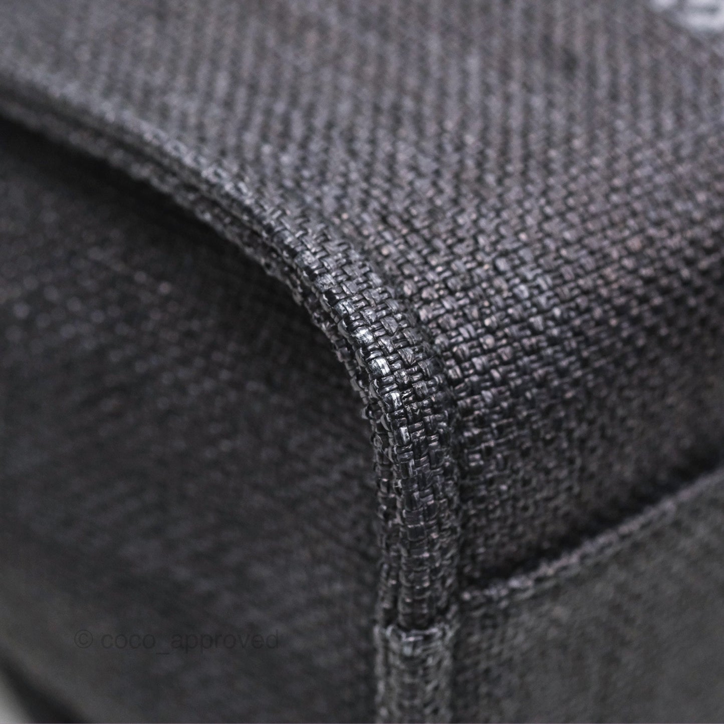 Chanel Medium Deauville Tote Black Dark Grey Raffia Woven Gold Hardware