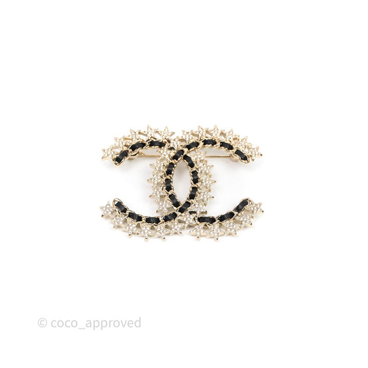 Chanel CC Logo Crystal Star Brooch Gold Tone 23C