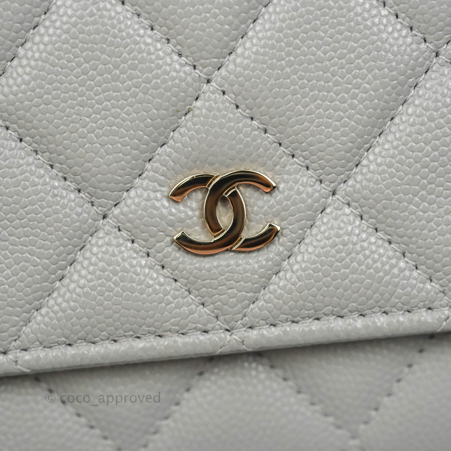 Chanel Classic Quilted Wallet on Chain WOC Grey Caviar Gold Hardware 21A