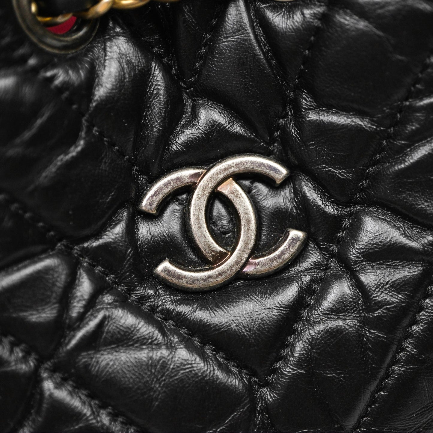 Chanel Small Chevron Gabrielle Backpack Black Aged Calfskin