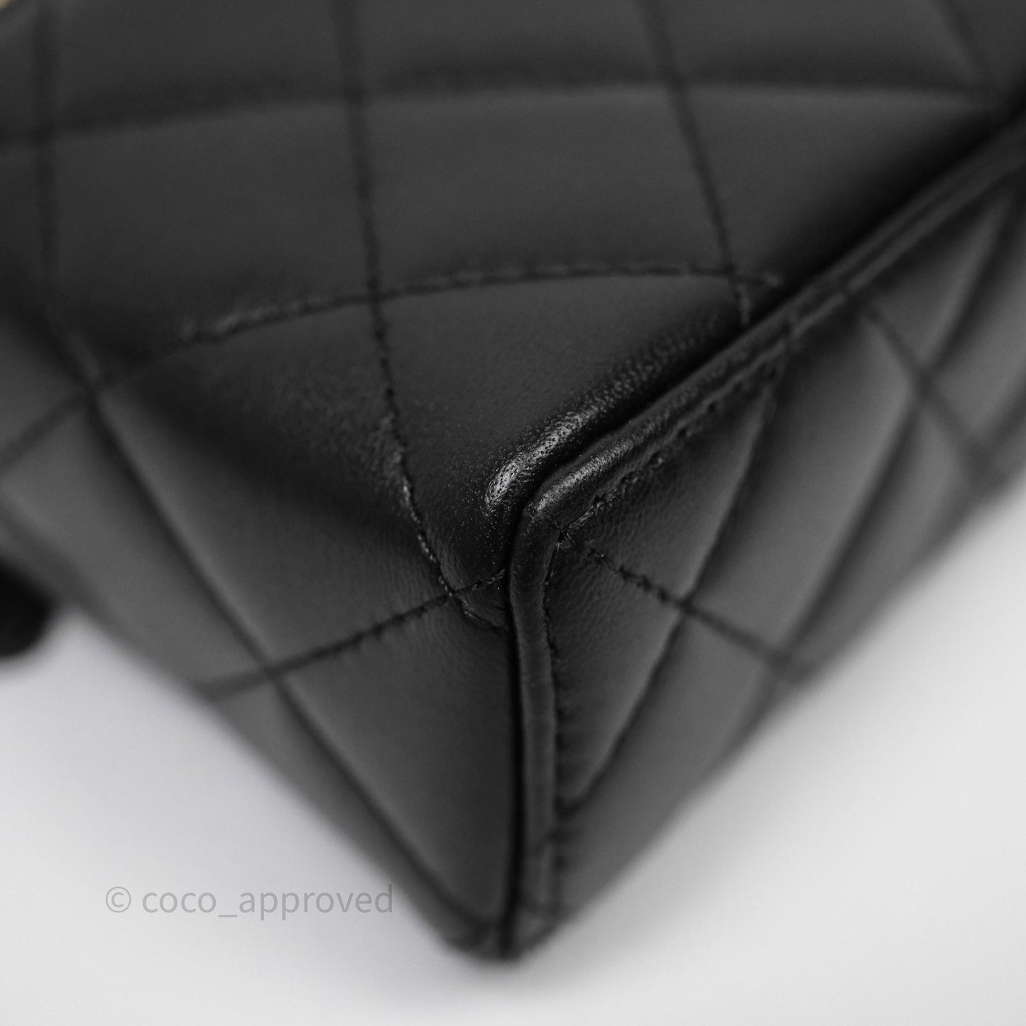 Chanel Top Handle Long Vanity with Chain Black Lambskin Gold Hardware