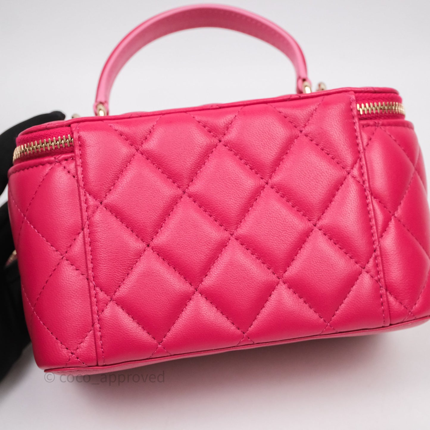 Chanel Vanity Rectangular Top Handle Pink Lambskin Gold Hardware
