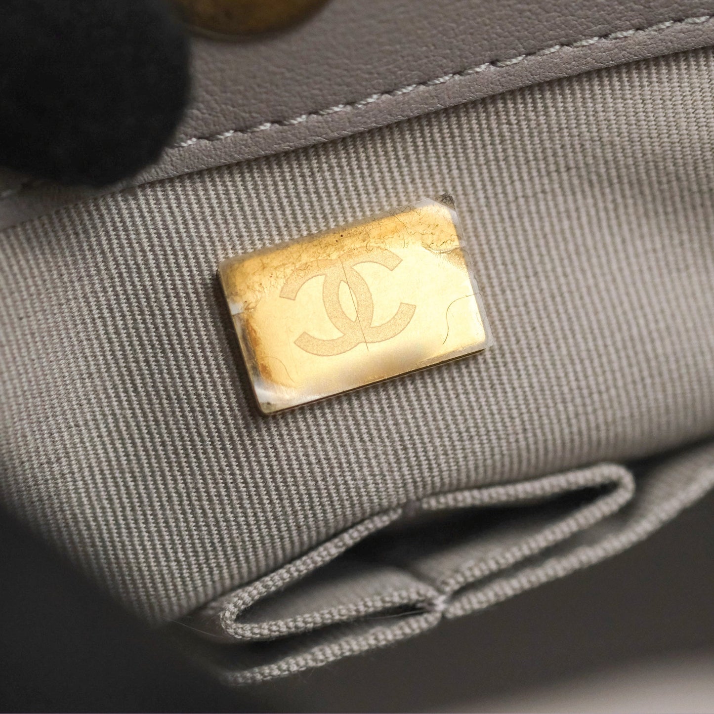 Chanel Small Chain Around Shopping Tote Grey Calfskin Aged Gold Hardware