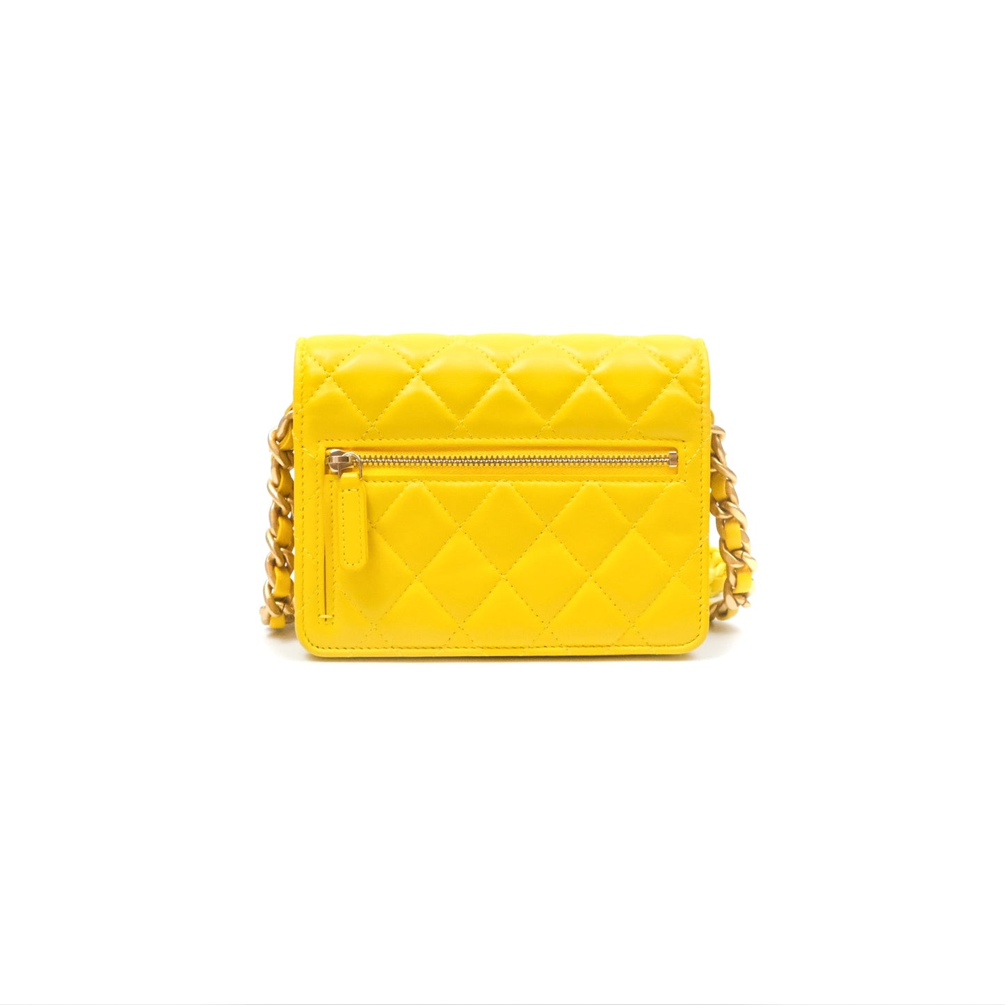 Chanel Lacquered Chain Mini WOC Yellow Lambskin