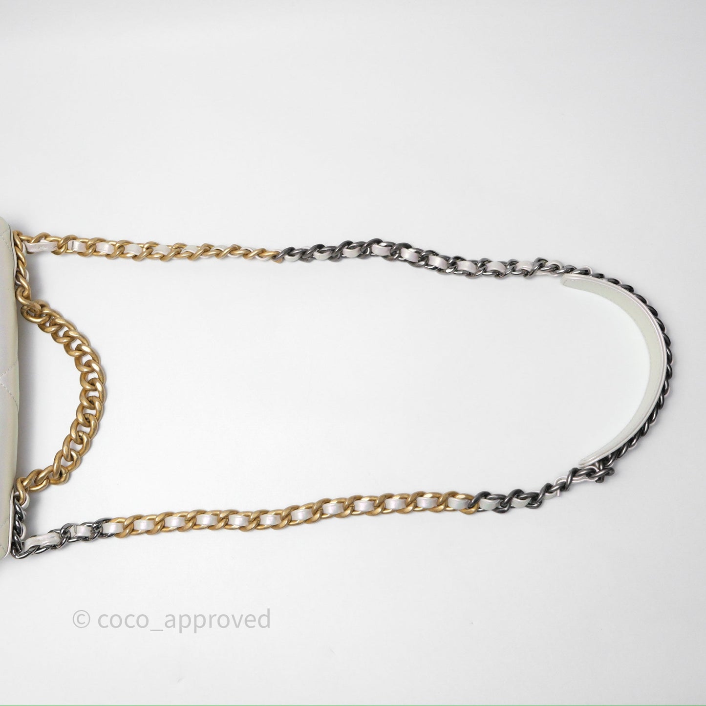 Chanel 19 Small Iridescent White Mixed Hardware