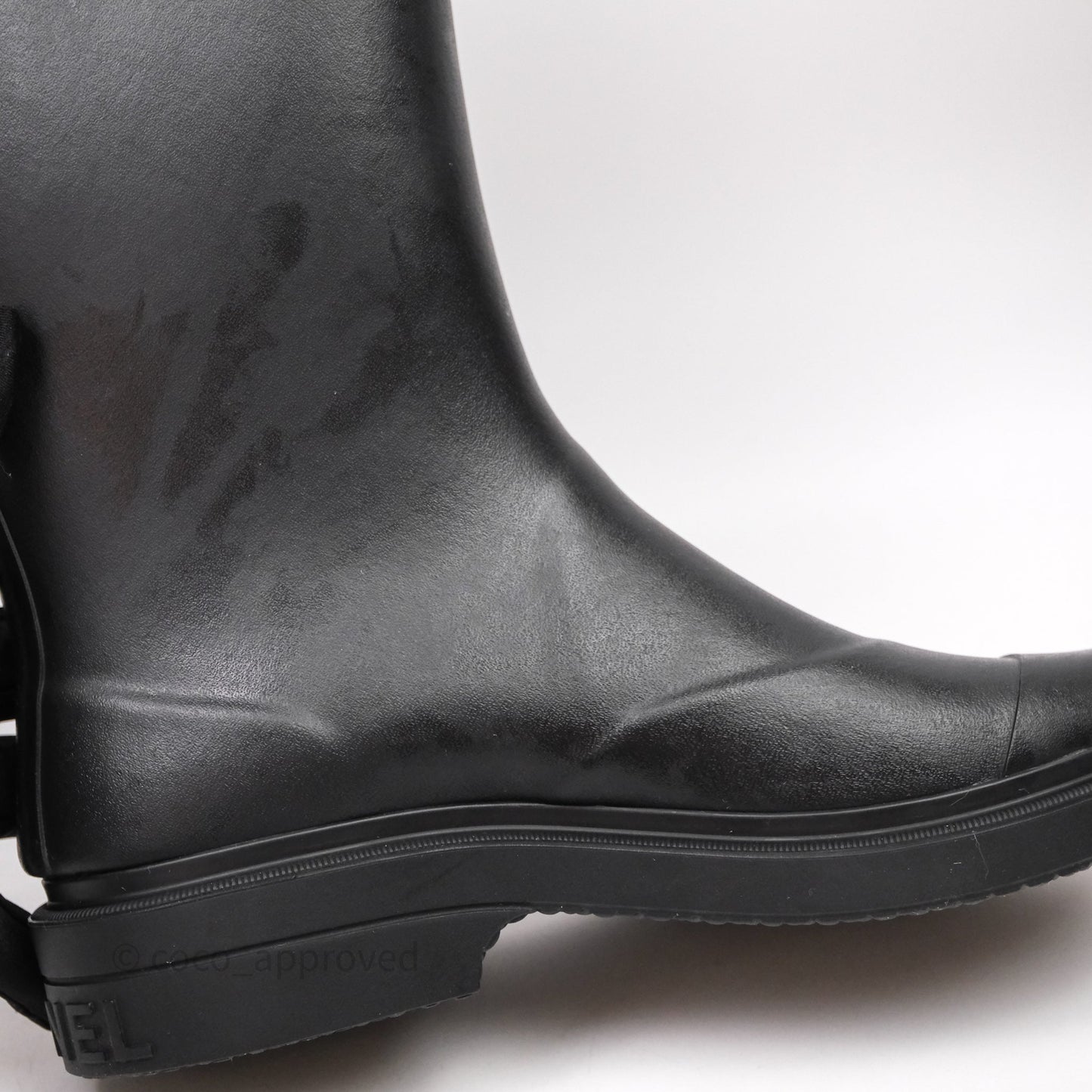 Chanel CC Black Rubber Rain Boots Size 39