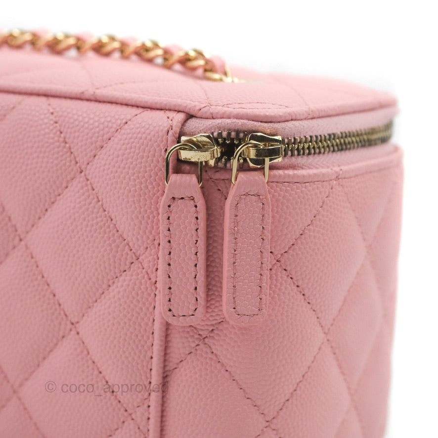 Chanel Vanity with Chain Pink Caviar Gold Hardware