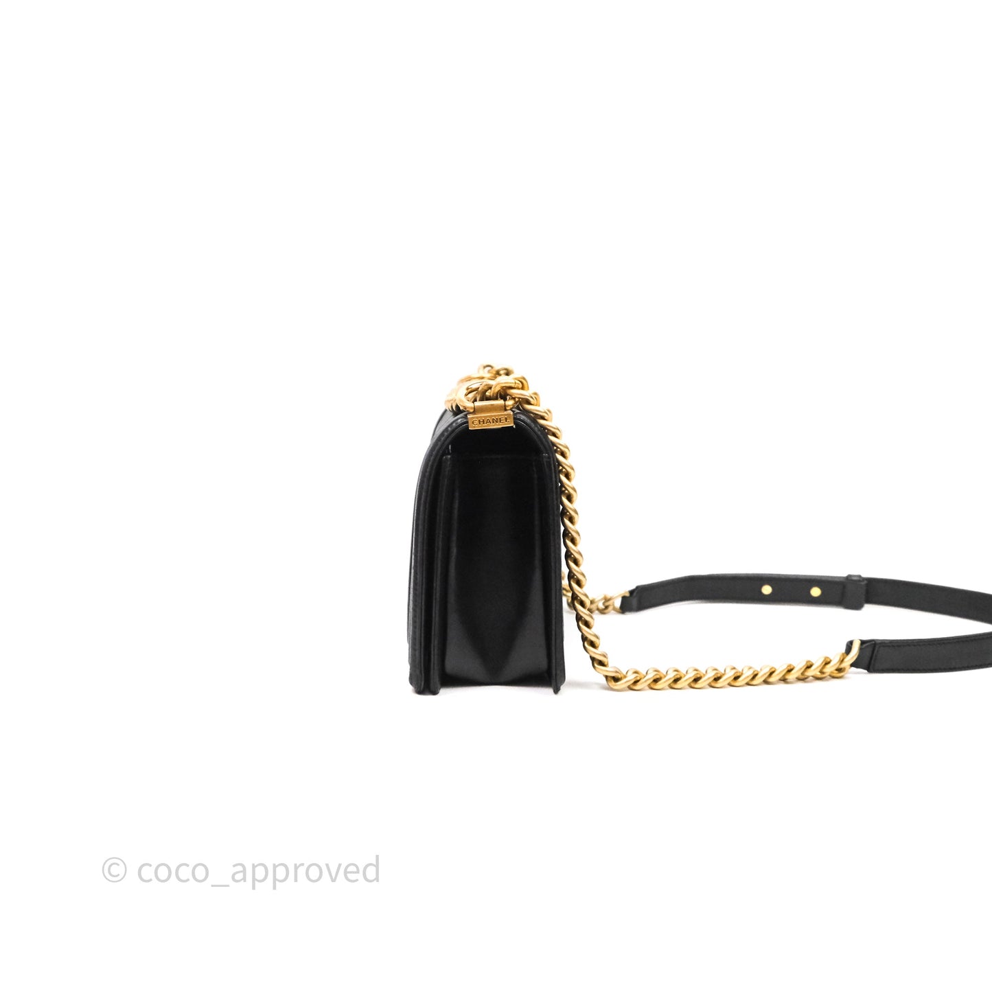 Chanel Medium Boy Quilted Black Lambskin Aged Gold Hardware