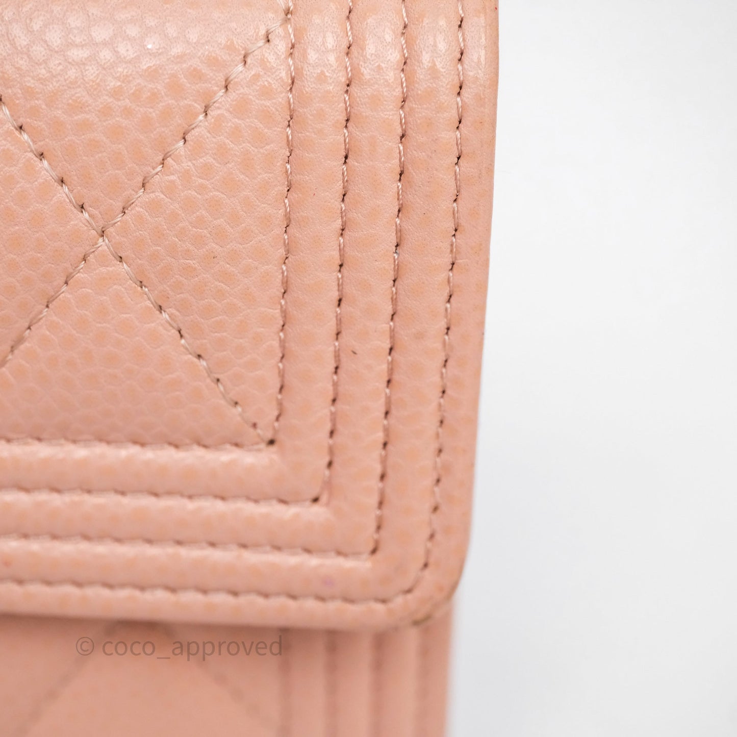 Chanel Quilted Boy Medium Trifold Flap Wallet Pink Caviar Gold Hardware