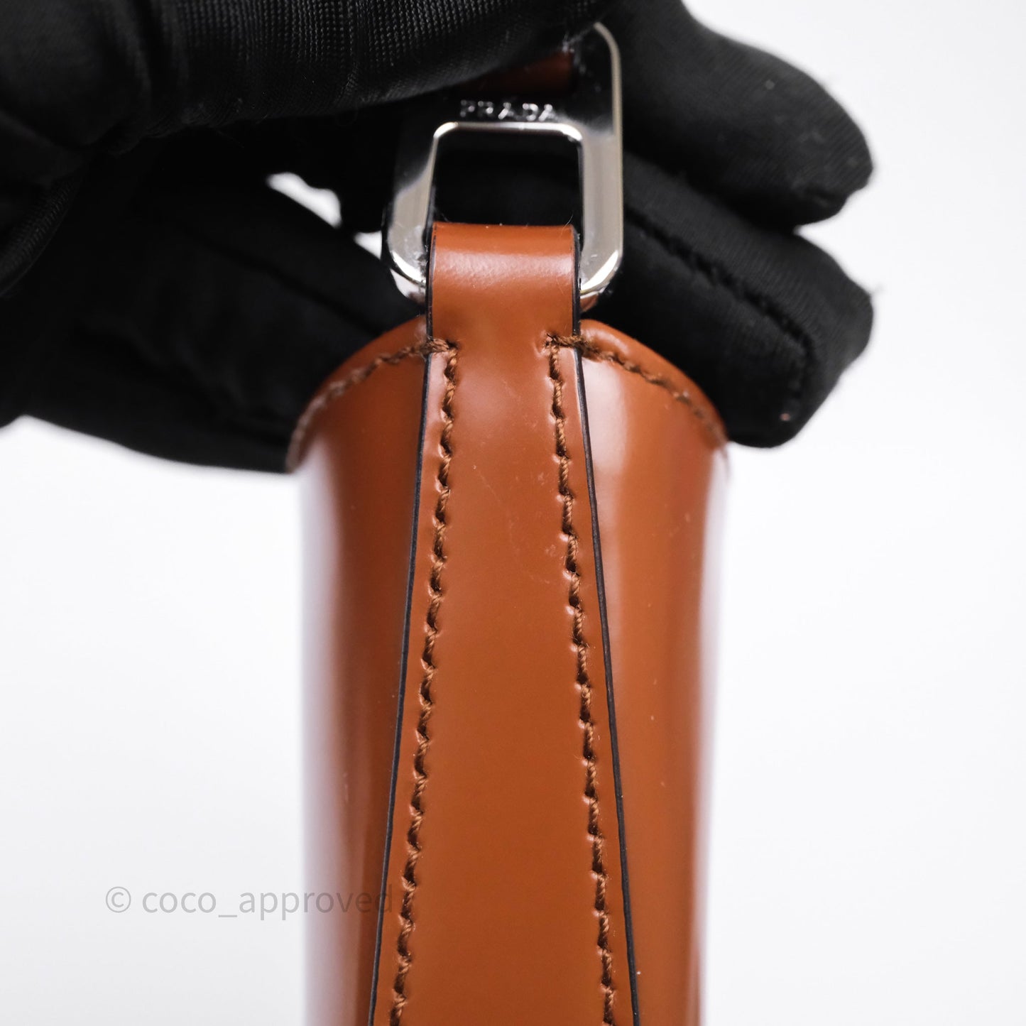 Prada Cleo Brushed Leather Shoulder Bag Brown