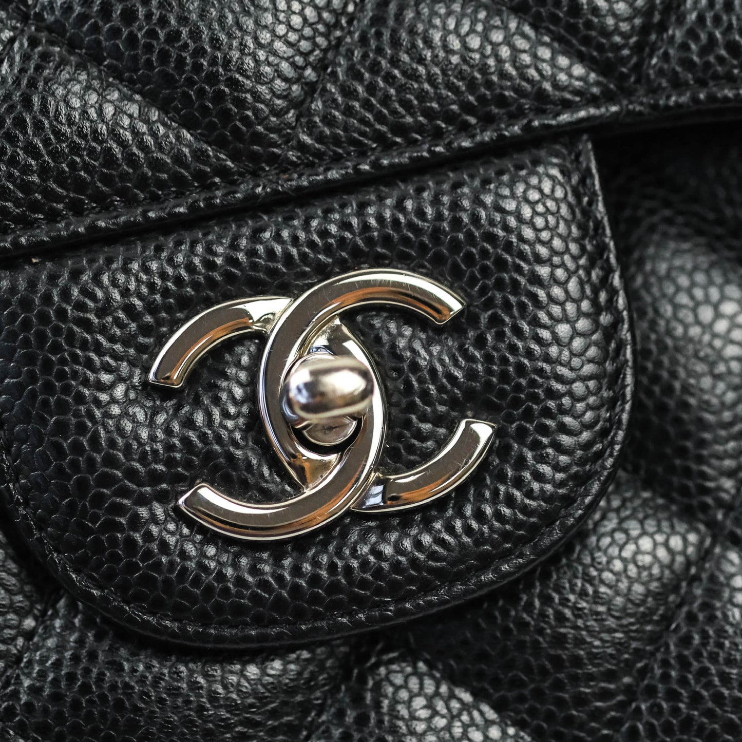 Chanel Jumbo Double Flap Black Caviar Silver Hardware⁣⁣