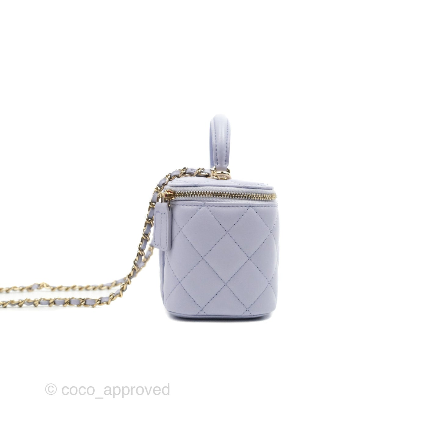 Chanel Vanity Rectangular Top Handle Light Purple Lilac Lambskin Gold Hardware