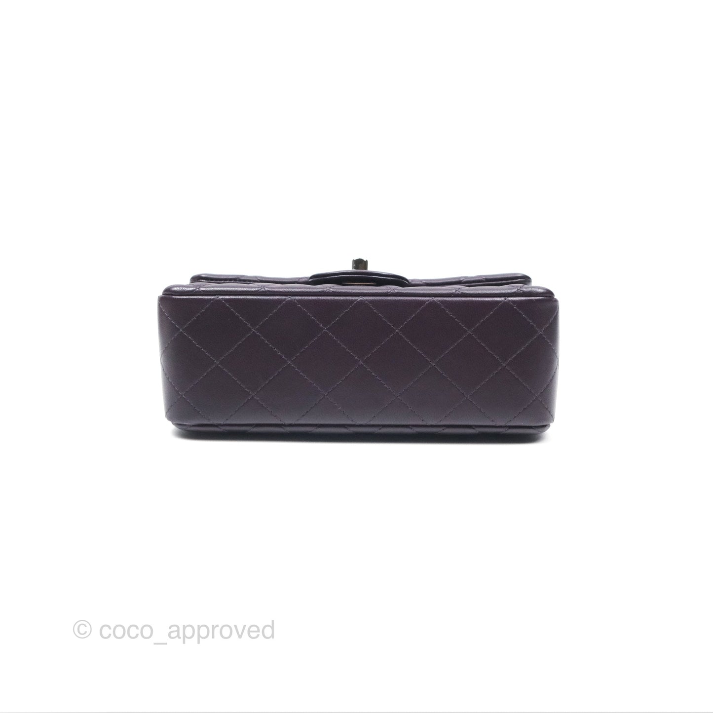 Chanel Mini Rectangular Quilted Dark Purple Lambskin Silver Hardware