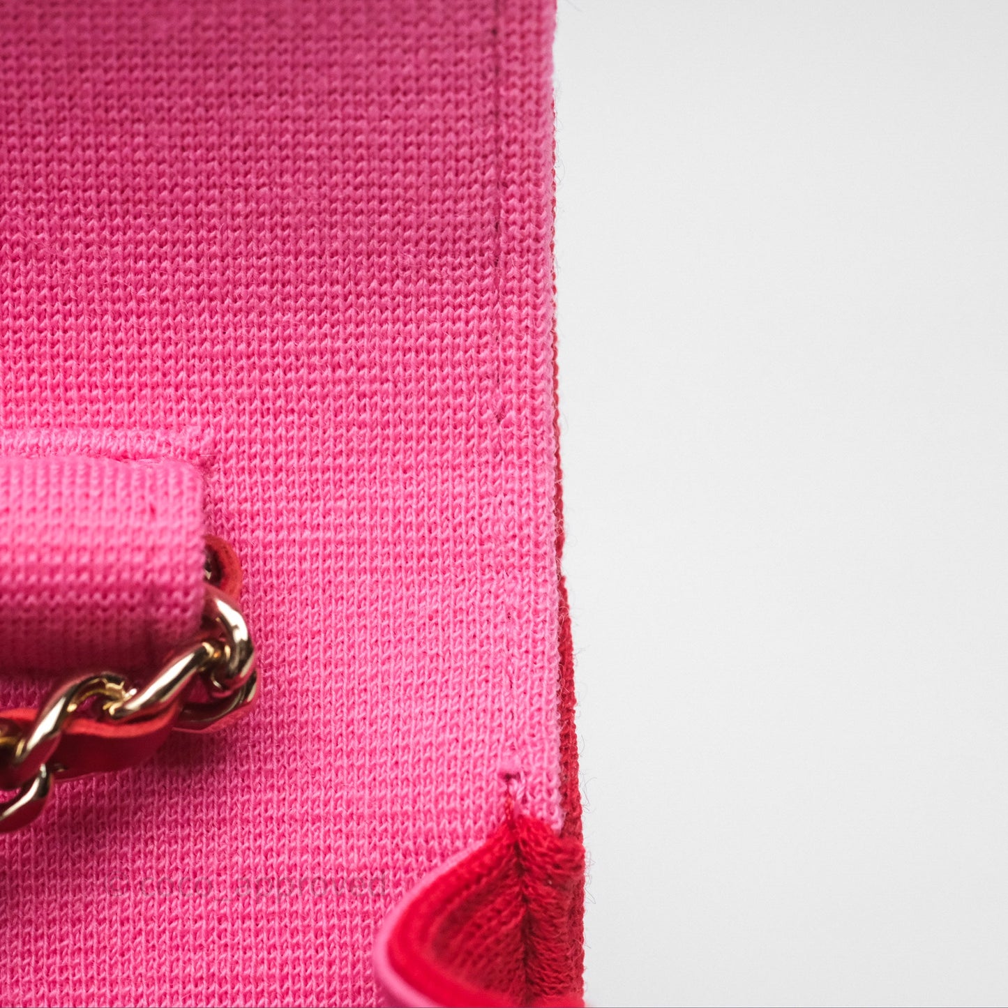 Chanel Mini Clutch With Chain Red Cotton Gold Hardware