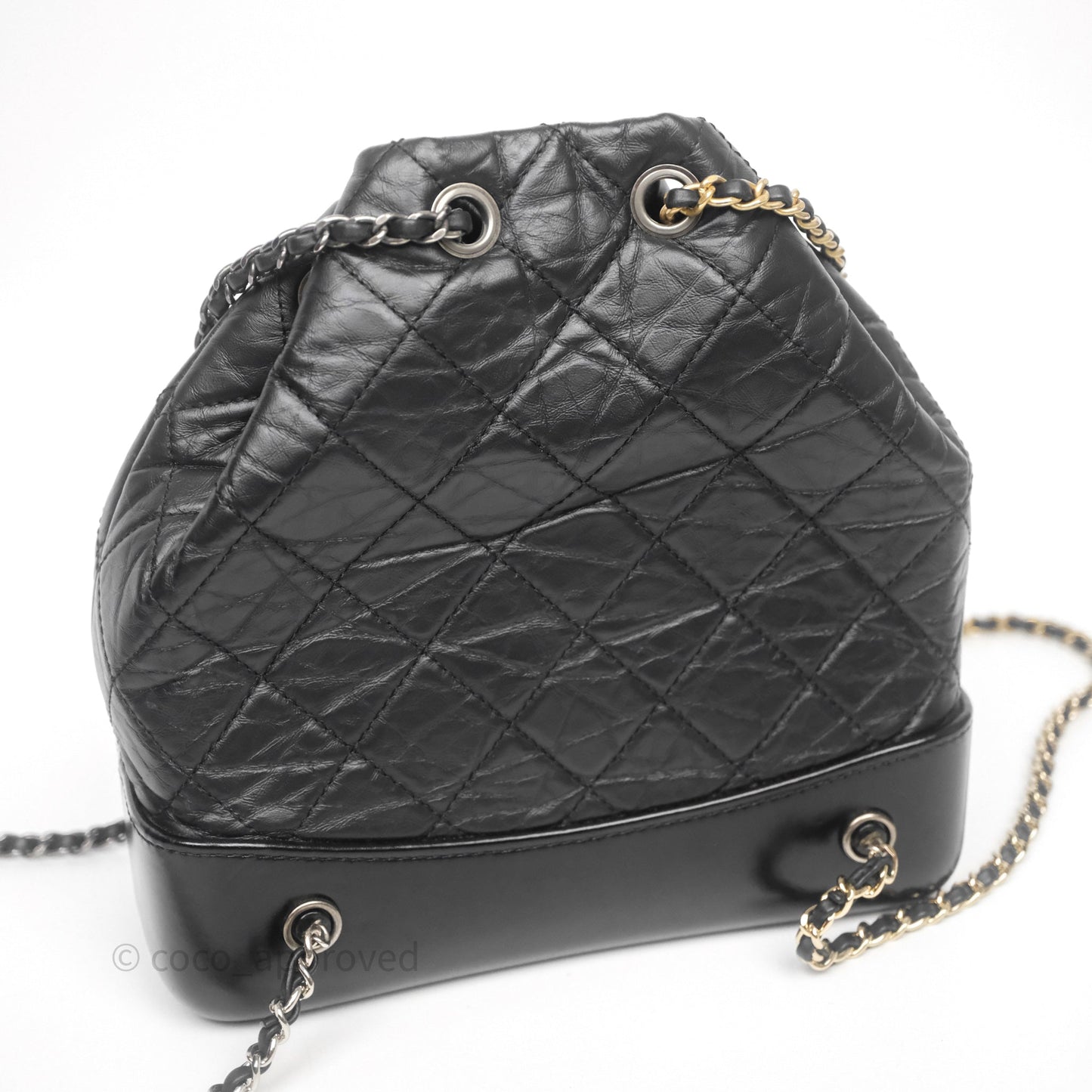 Chanel Small Gabrielle Backpack Quilted Black Aged Calfskin