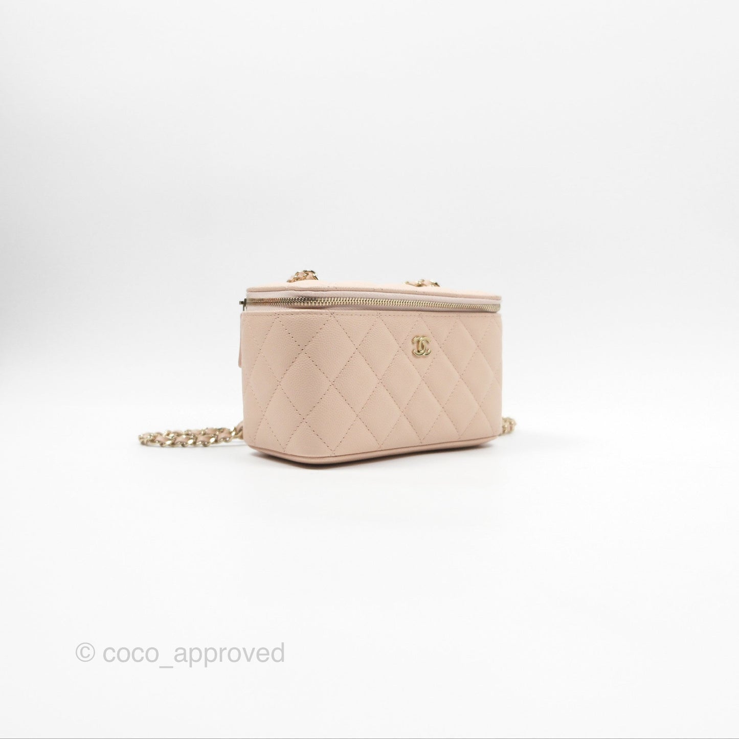 Chanel Vanity with Classic Chain Light Beige Caviar Gold Hardware 22C
