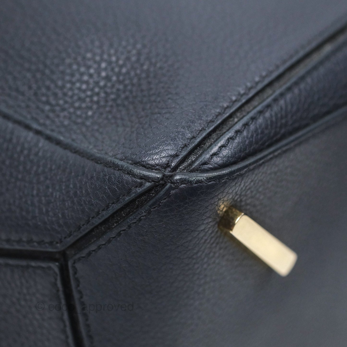 Loewe Medium Puzzle Bag Navy Calfskin Gold Hardware