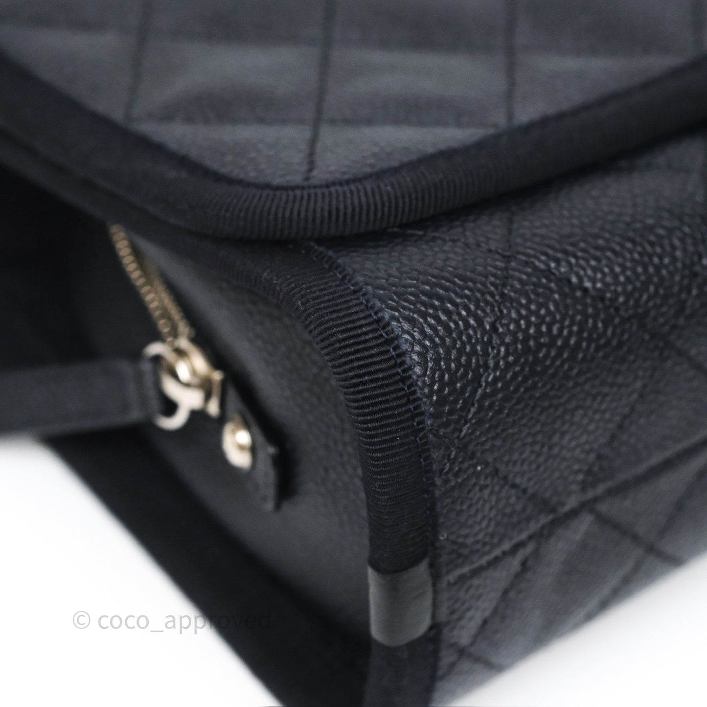 Chanel Top Handle Flap Bag Dark Navy Caviar Silver Hardware